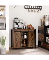 Homcom Industrial Sideboard, Buffet Cabinet with Sliding Barn Doors, Storage Cabinets and Adjustable Shelves for Living Room, Kitchen, Home Bar, Rusti
