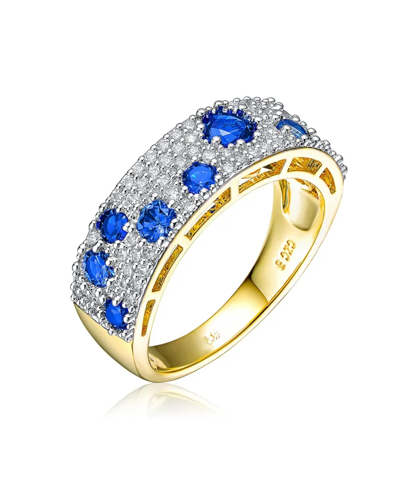 Rachel Glauber Ra 14K Gold Plated Two Tone Blue Cubic Zirconia Cocktails Ring