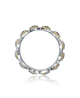 Rachel Glauber Ra White Gold Plated and 14K Sapphire Cubic Zirconia Cocktails Ring