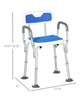 Homcom Eva Padded Shower Chair with Arms and Back, Bath Seat with Adjustable Height, Anti-slip Shower Bench for Seniors and Disabled, Tool