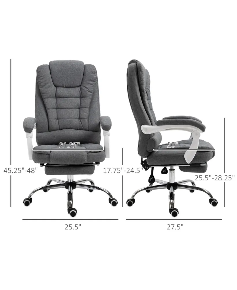 Vinsetto High-Back Executive Office Chair with Footrest, Linen-Fabric Computer Chair with Padded Armrests, Ergonomic Office Chair, Gray