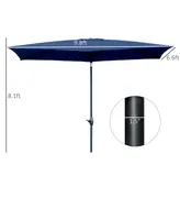 Outsunny 6.5' x 10' Rectangular Market Umbrella, Patio Outdoor Table Umbrella with Crank and Push Button Tilt