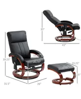 Homcom Recliner Chair with Ottoman, Electric Faux Leather Recliner with 10 Vibration Points and 5 Massage Mode, Reclining Chair with Remote Control, S