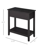 Homcom Wood Flip Top End Side Table with Cabinet Bottom Shelf for Home Office