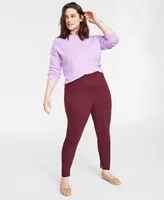 On 34th Plus Size Ponte Skinny Leggings, Regular and Short Lengths, Created for Macy's