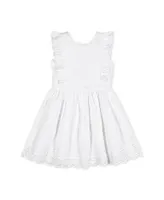 Hope & Henry Baby Girls Organic Cotton Flutter Sleeve Fit and Flare Dress