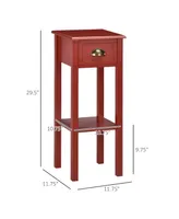 Homcom 30" Elegant Narrow Accent End Bedside Sofa Table w/ Storage Drawer, Red