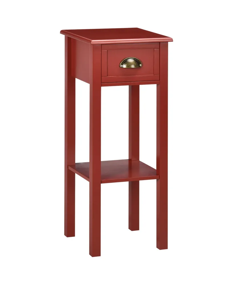 Homcom 30" Elegant Narrow Accent End Bedside Sofa Table w/ Storage Drawer, Red