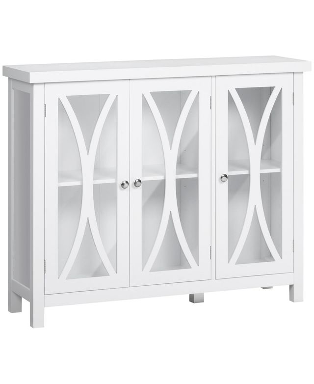 Homcom Modern Kitchen Sideboard, Buffet Cabinet with 2 Storage Cupboard, Glass Doors for Living Room, Bedroom, White