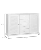 Homcom 47" Floor Cabinet Organizer Storage Wood Furniture Small Space, White
