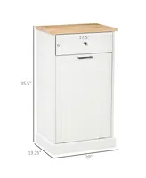 Homcom Hidden Trash Can Container Tilt Opening Kitchen Cabinet Bin, White/Oak