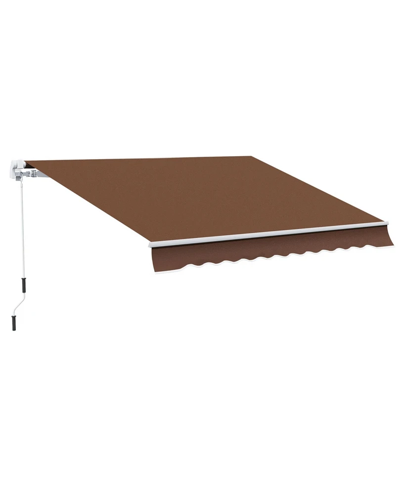 Outsunny 12' x 10'Outdoor Patio Manual Retractable Exterior Window Awning