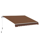 Outsunny 12' x 10'Outdoor Patio Manual Retractable Exterior Window Awning
