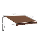 Outsunny 12' x 10'Outdoor Patio Manual Retractable Exterior Window Awning