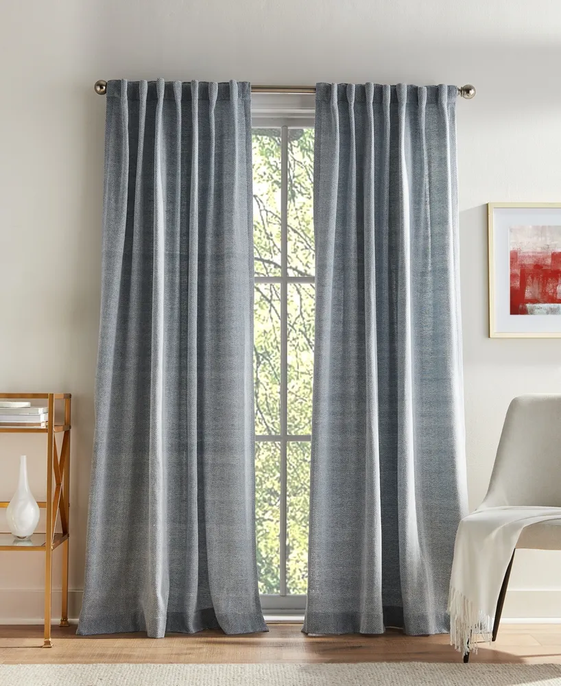 Tommy Hilfiger Herringbone Back Tab Dusty 2-Piece Curtain Panel, 50" x 84"