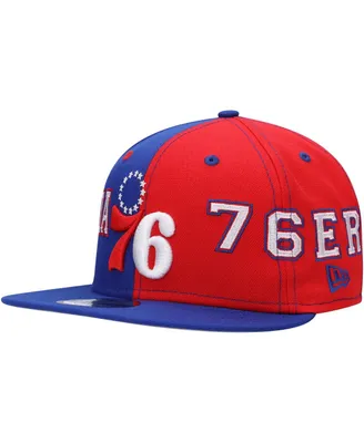 Men's New Era Royal, Red Philadelphia 76ers Team Split 9FIFTY Snapback Hat