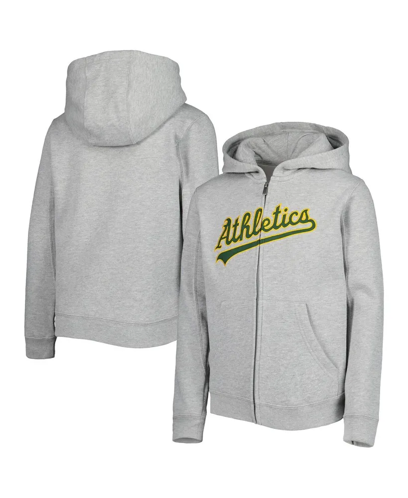 Big Boys and Girls Heather Gray Oakland Athletics Wordmark Full-Zip Hoodie