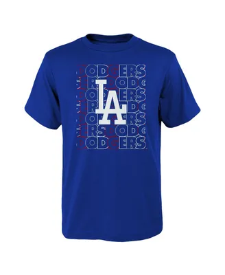Big Boys and Girls Royal Los Angeles Dodgers Letterman T-shirt