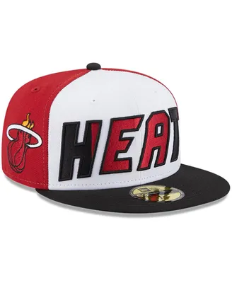 Men's New Era White and Black Miami Heat Back Half 9FIFTY Fitted Hat