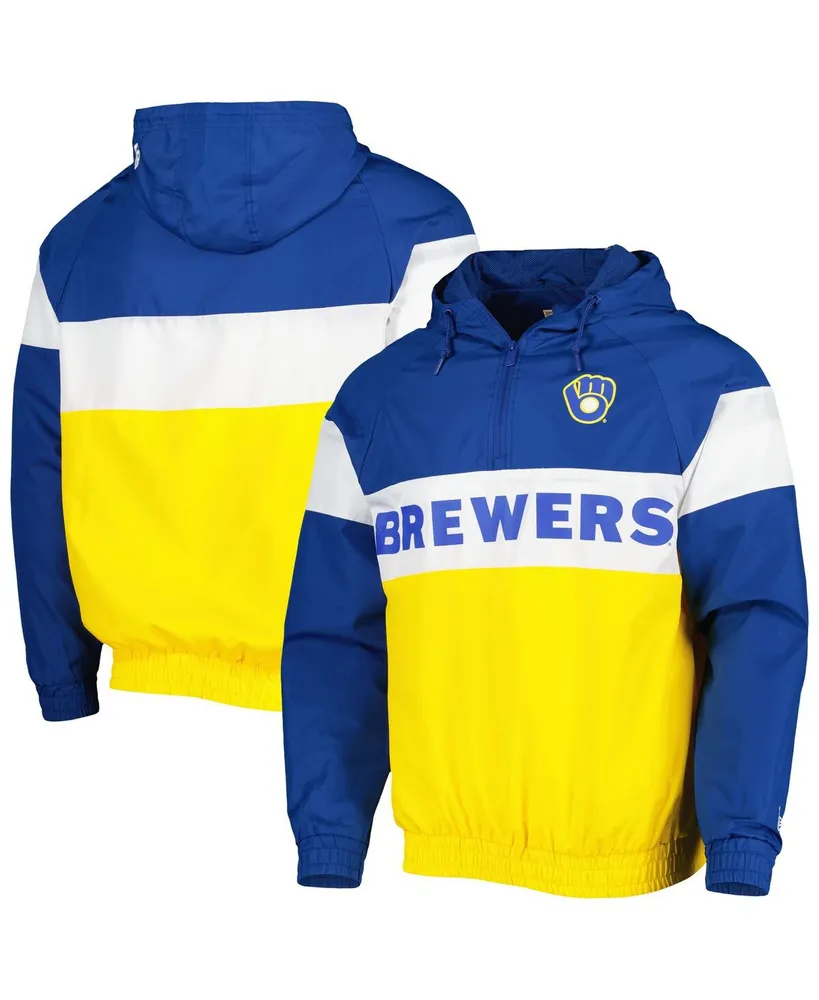 Men's New Era Gold Milwaukee Brewers Raglan Quarter-Zip Hoodie