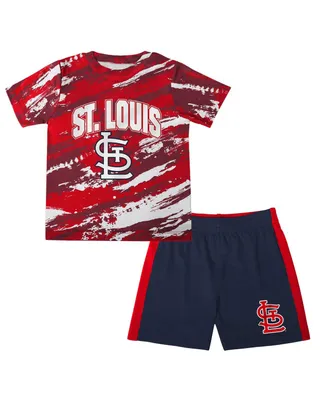 Infant Boys and Girls Red Navy St. Louis Cardinals Stealing Homebase 2.0 T-shirt Shorts Set