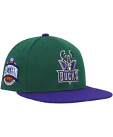 Men's Mitchell & Ness Hunter Green, Purple Milwaukee Bucks Hardwood Classics Coast to Fitted Hat