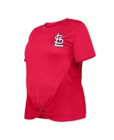 Women's New Era Red St. Louis Cardinals Plus Two-Hit Front Knot T-shirt