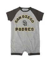 Newborn and Infant Boys Girls Heather Gray San Diego Padres Extra Base Hit Raglan Full-Snap Romper