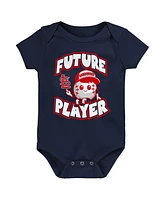 Newborn and Infant Boys Girls Navy, Red, White St. Louis Cardinals Minor League Player Three-Pack Bodysuit Set