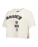 Women's Pro Standard Cream Brooklyn Nets Retro Classic Cropped Boxy T-shirt