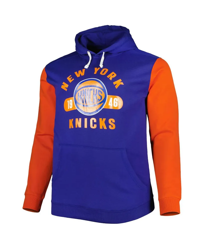 Men's Fanatics Blue and Orange New York Knicks Big Tall Bold Attack Pullover Hoodie