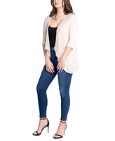 24seven Comfort Apparel Women's Open Front Elbow Length Sleeve Cardigan Sweater