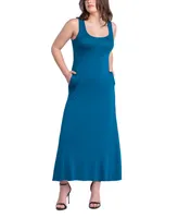 24seven Comfort Apparel Women's Relaxed Fit Sleeveless Tunic Dress with Pockets