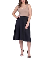 24Seven Comfort Apparel Women's Elastic Waistband Pocket Midi Skirt