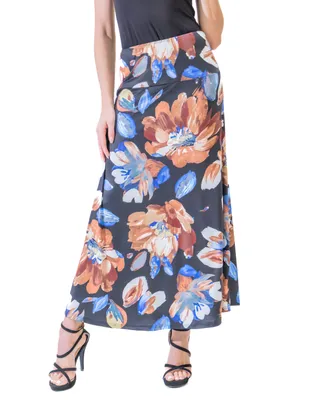 24seven Comfort Apparel Women's Elastic Waist Long Maxi Skirt