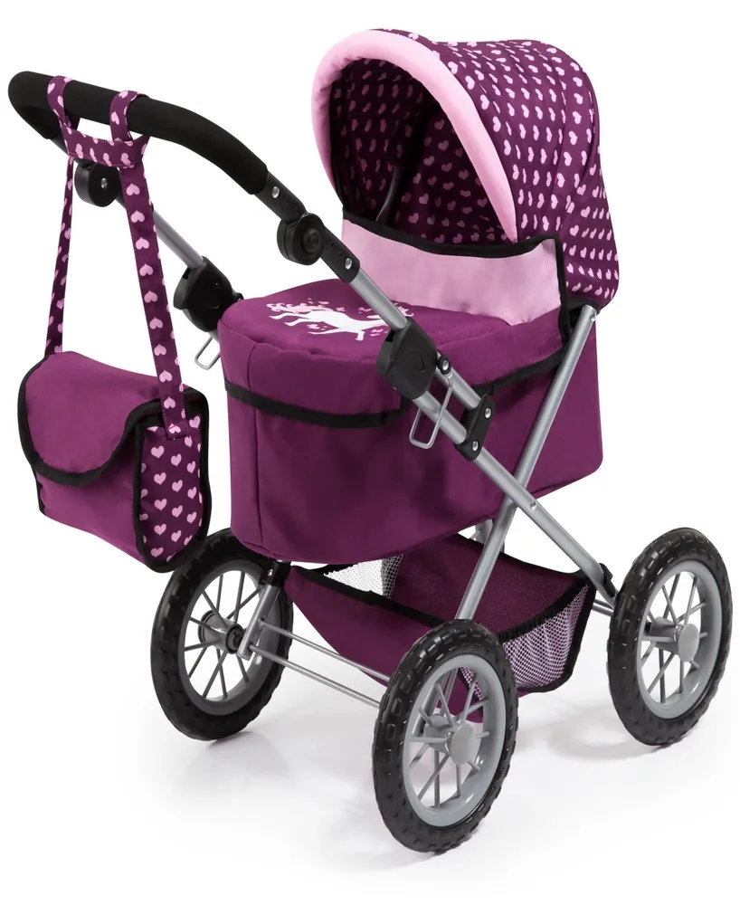 Bayer Design Dolls Burgundy, Pink, Hearts Trendy Pram