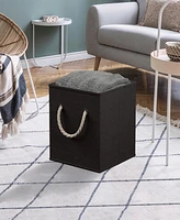 Foldable Linen Storage Cube Bin with Rope Handles - Set of 6