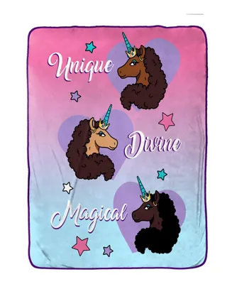 Jay Franco Afro Unicorn Unique, Divine, Magical Silk Touch Blanket, 90" x 62"