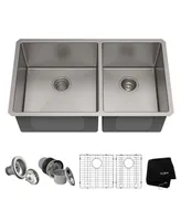 Kraus Standart Pro in. 16 Gauge Undermount 60/40 Double Bowl Stainless Steel Kitchen Sink