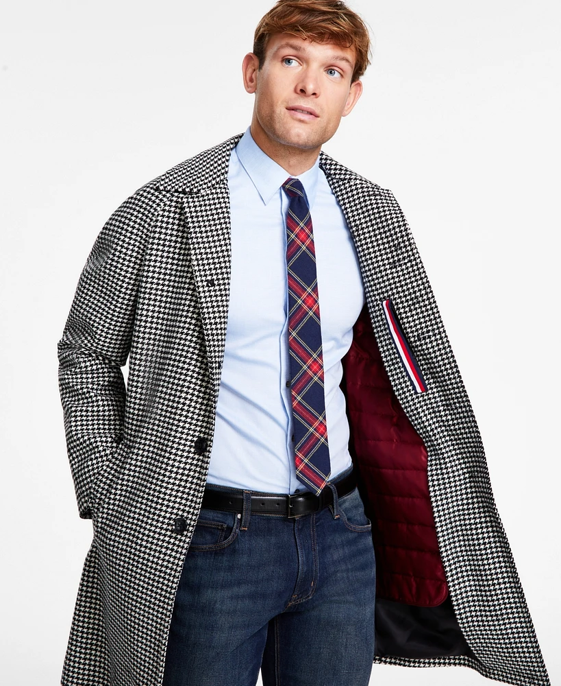 Tommy Hilfiger Men's Modern-Fit Stretch Water-Resistant Houndstooth Overcoat