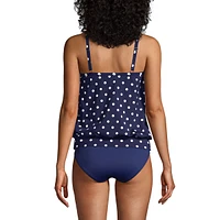 Lands' End Women's Petite Blouson Tummy Hiding Tankini Swimsuit Top Adjustable Straps