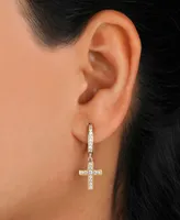 Diamond Cross Dangle Hoop Earrings (1/2 ct. t.w.) in 14k Gold