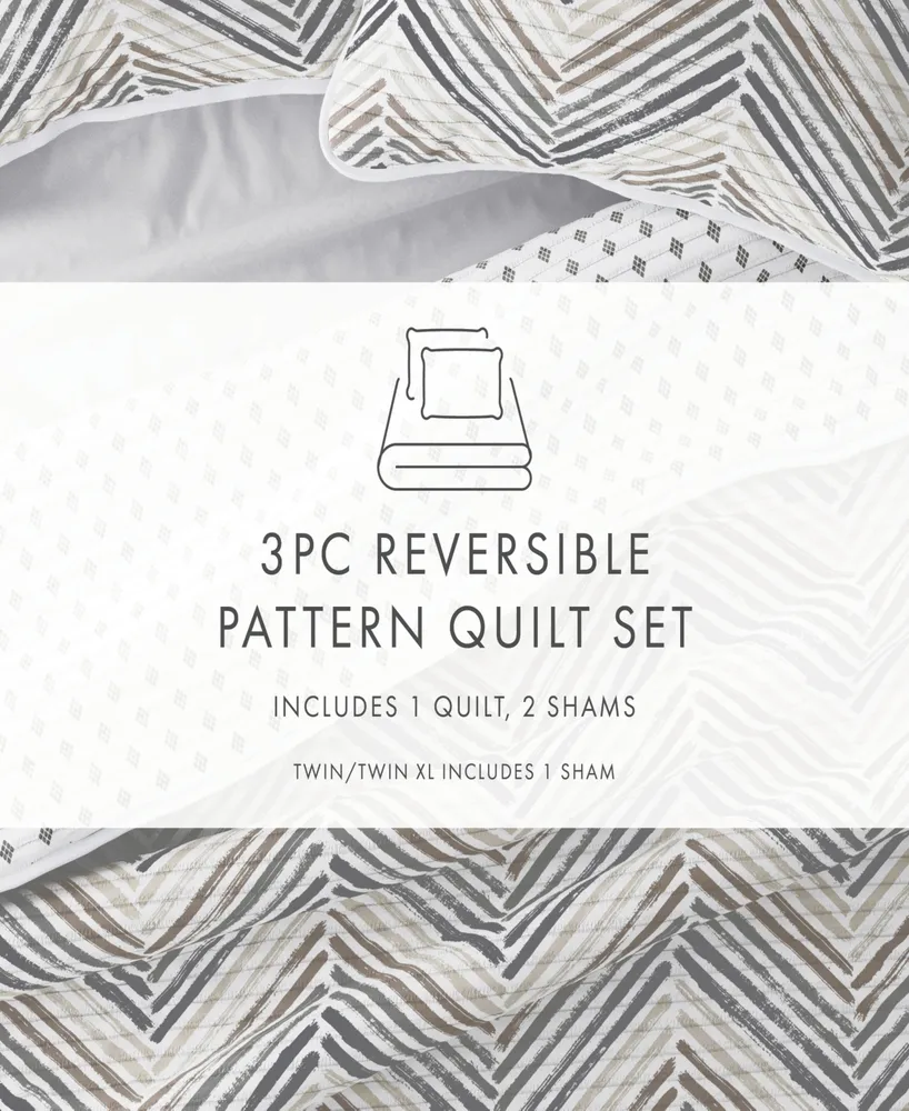 ienjoy Home All Season Piece Diamond Chevron Reversible Quilt Set