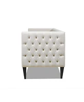 Jennifer Taylor Home Diane 84" Upholstered Bench Seat Tufted Tuxedo Sofa with Bolster Pillows