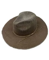 Marcus Adler Faux Suede Braided Trim with Straw Panama Hat