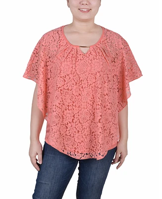 Ny Collection Petite Lace Poncho Top with Matching Tank