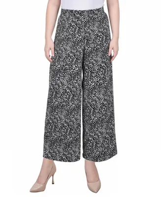 Ny Collection Petite Short Mid Rise Pull On Wide-Leg Palazzo Pant