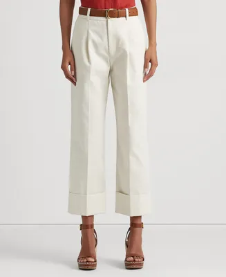 Lauren Ralph Double-Faced Stretch Cotton Ankle Pants