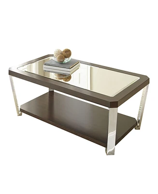 Steve Silver Truman 48" Mirrored Top and Wood Cocktail Table