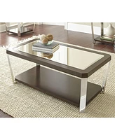 Steve Silver Truman 48" Mirrored Top and Wood Cocktail Table